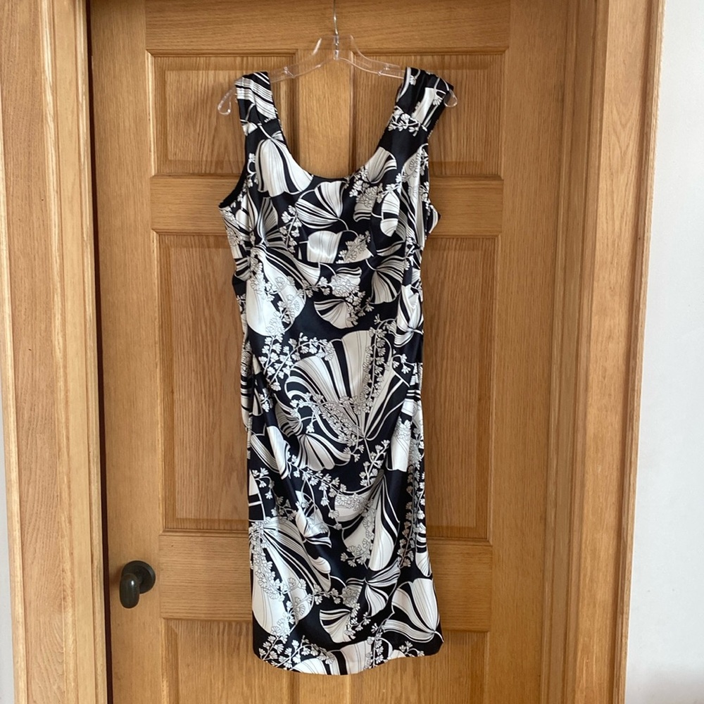 Plus size black and white satin dress london times